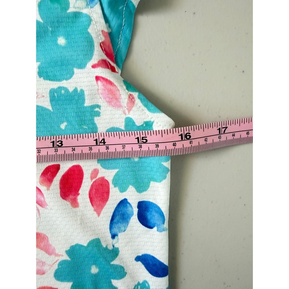 Gottex Golf Tennis Floral Sport Polo Shirt White Teal Pink S - Picture 5 of 7